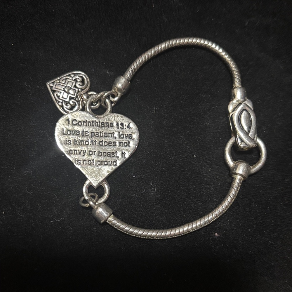 Silver Heart Love Charm Bracelet